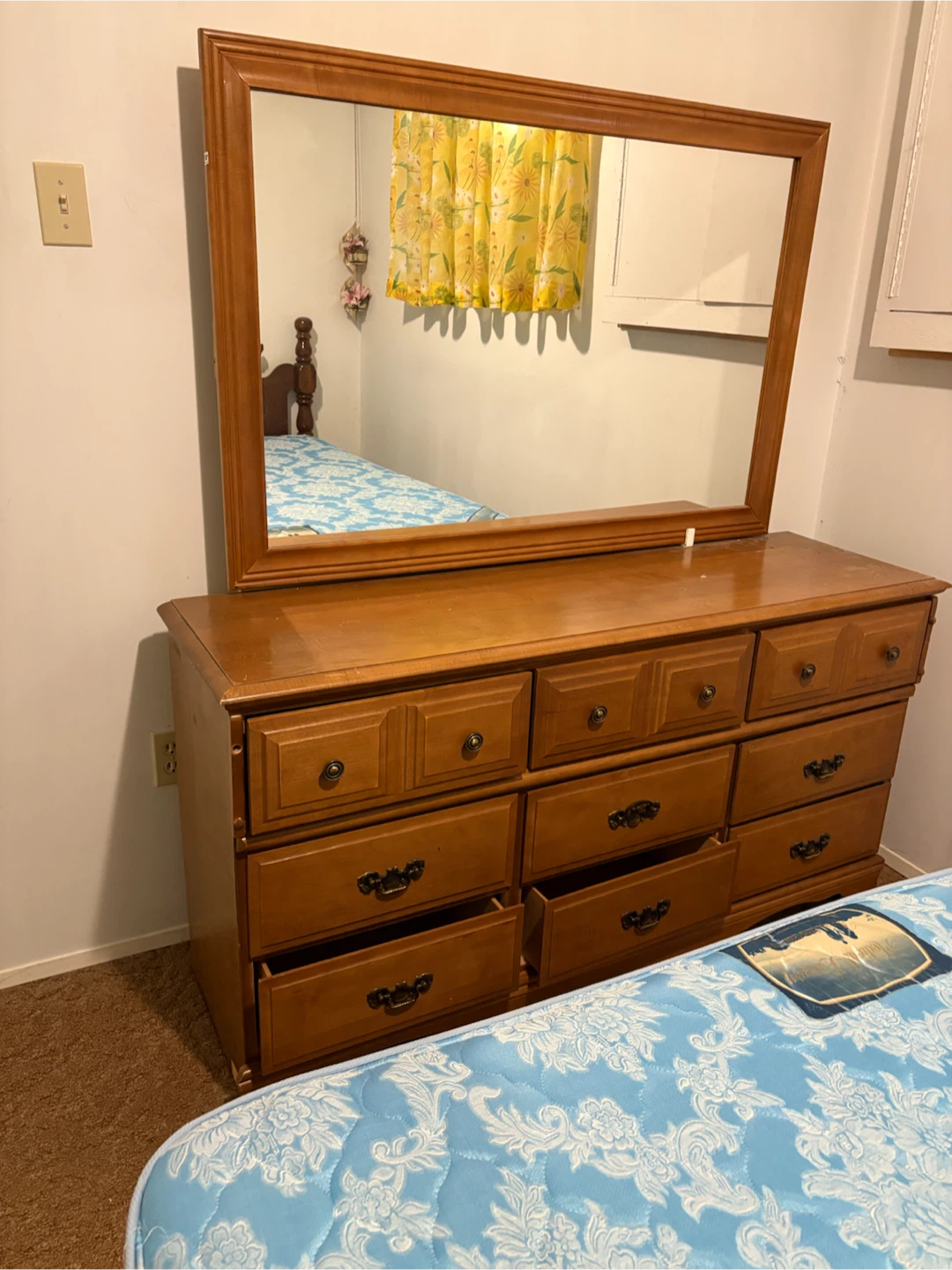 Wooden Dresser with Mirror
