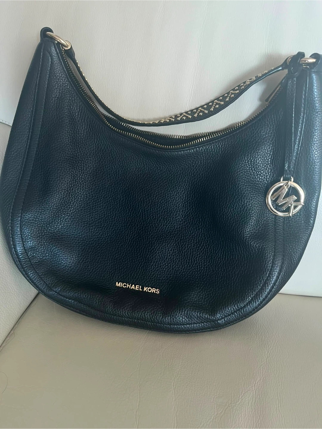 Michael Kors Black Leather Hobo Handbag
