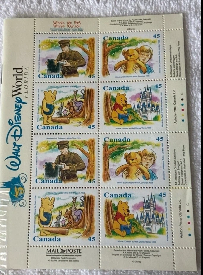 Canada Winnie the Pooh 45c Stamp Sheet