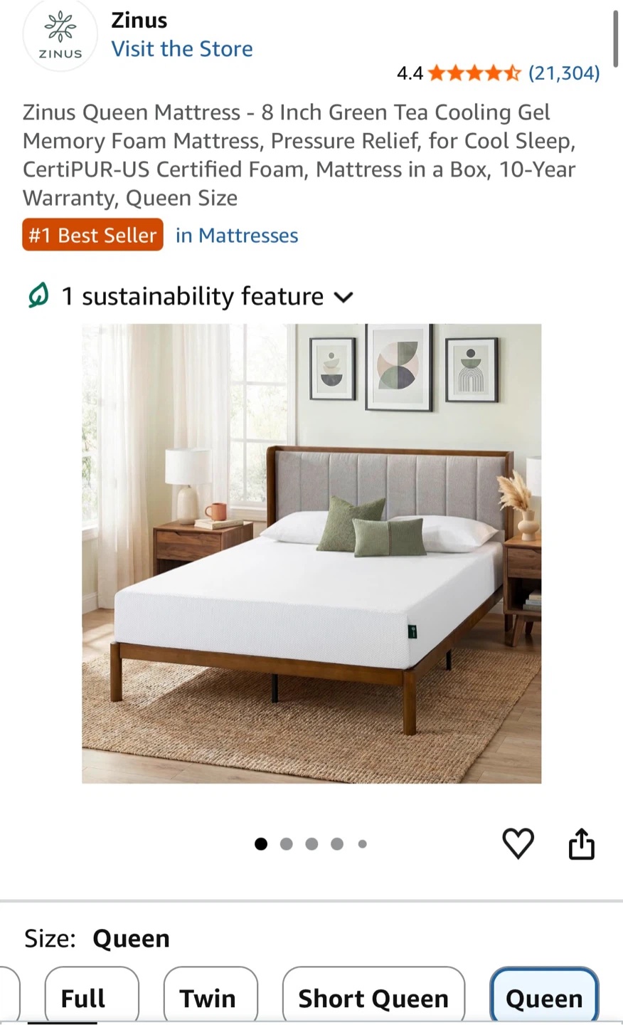 Queen size memory foam mattress