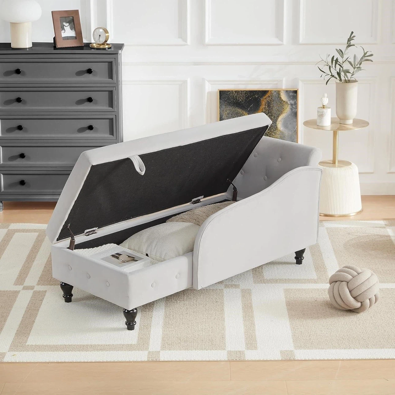 Grey Chaise Lounge with Storage - photo 3
