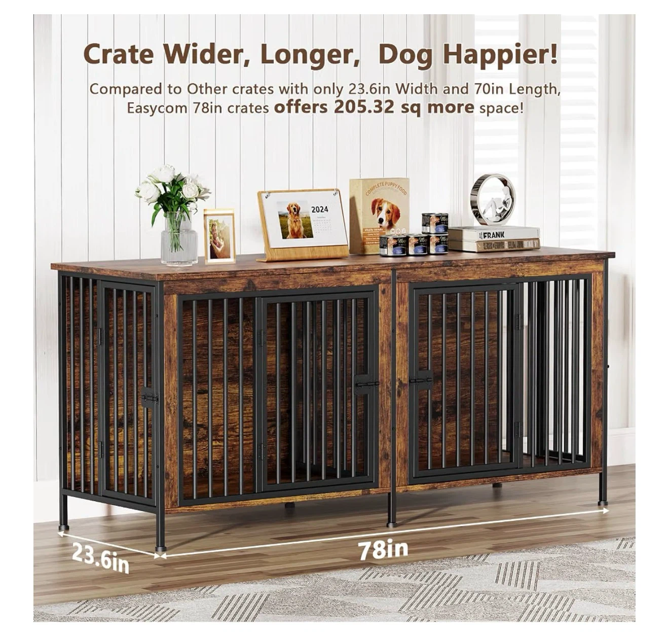 Double Dog Crate End Table