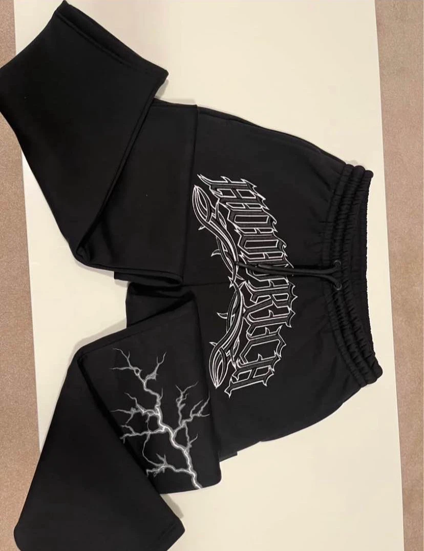 Black Graphic Sweatpants