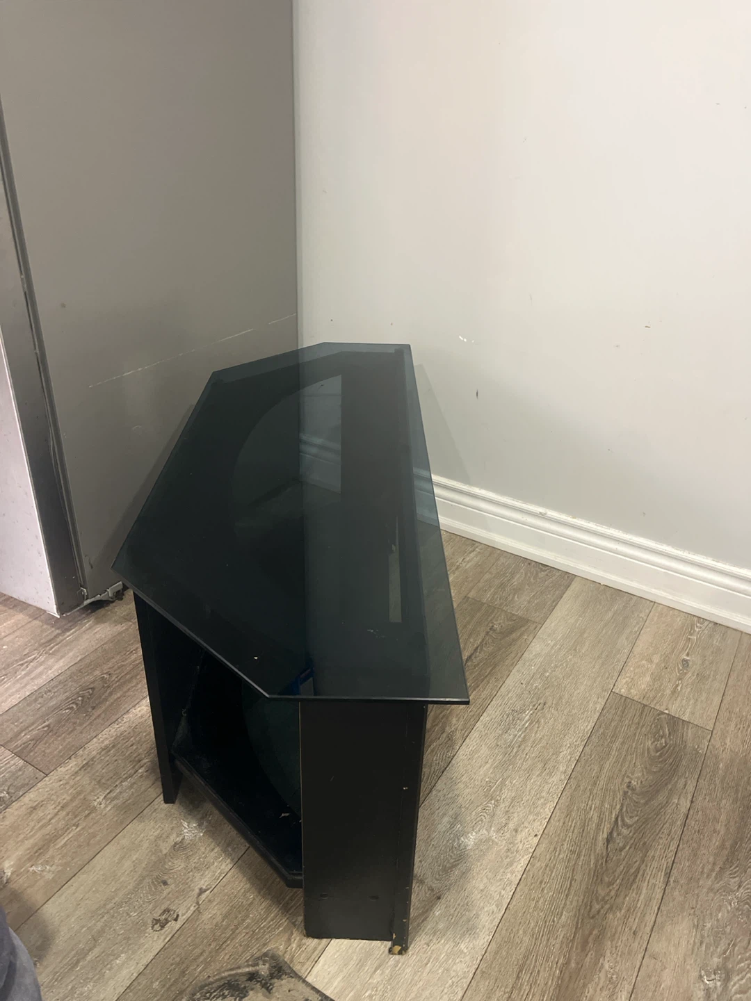Black Corner TV Stand with Glass Top