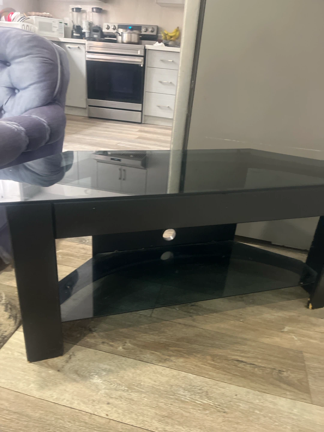 Black Corner TV Stand with Glass Top - photo 2