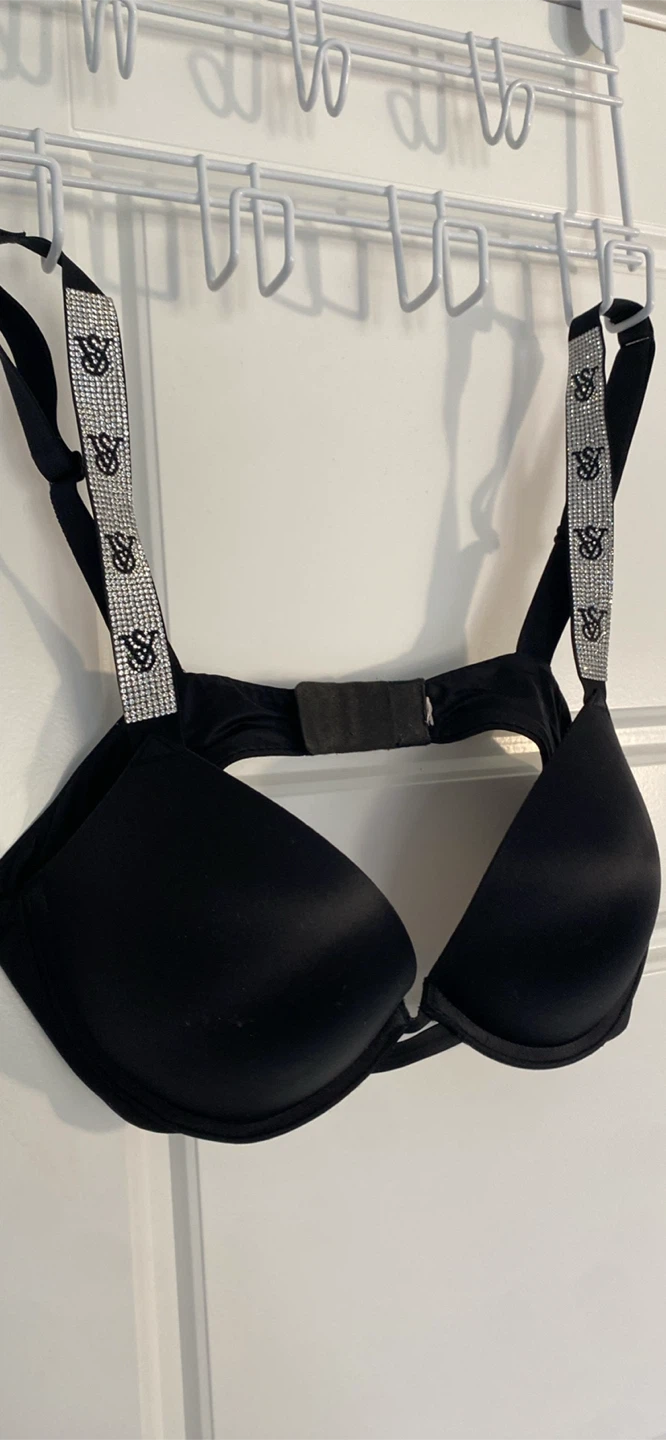 Victoria's Secret Black Rhinestone Strap Bra