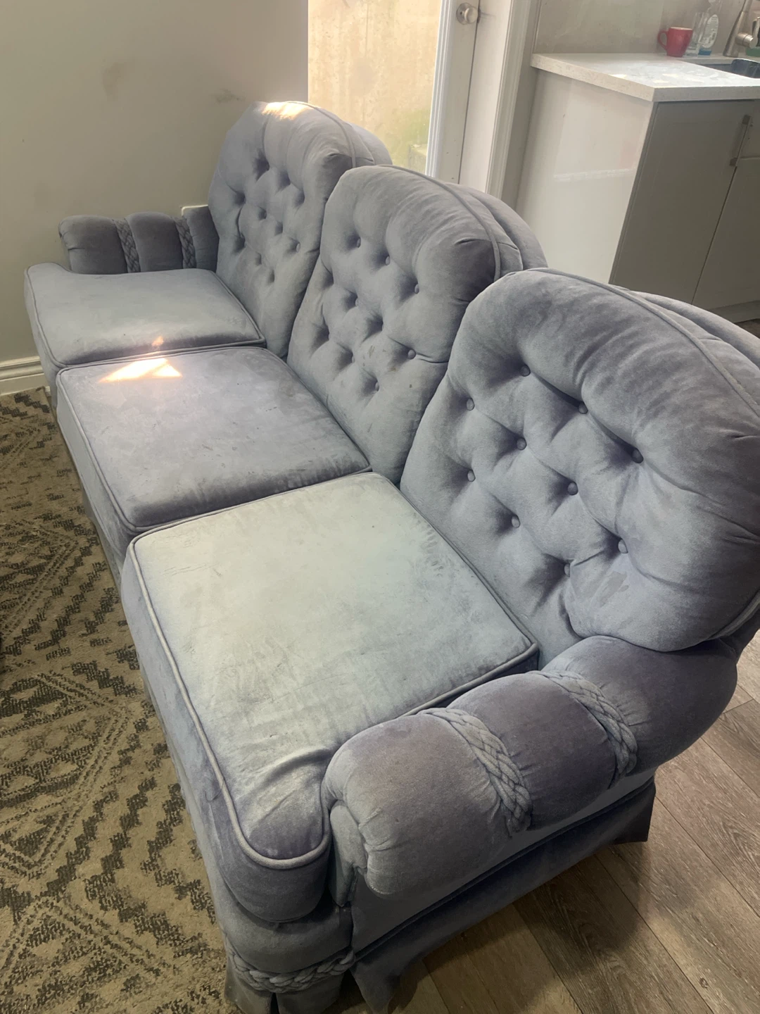 Light Blue Velvet Loveseat Sofa