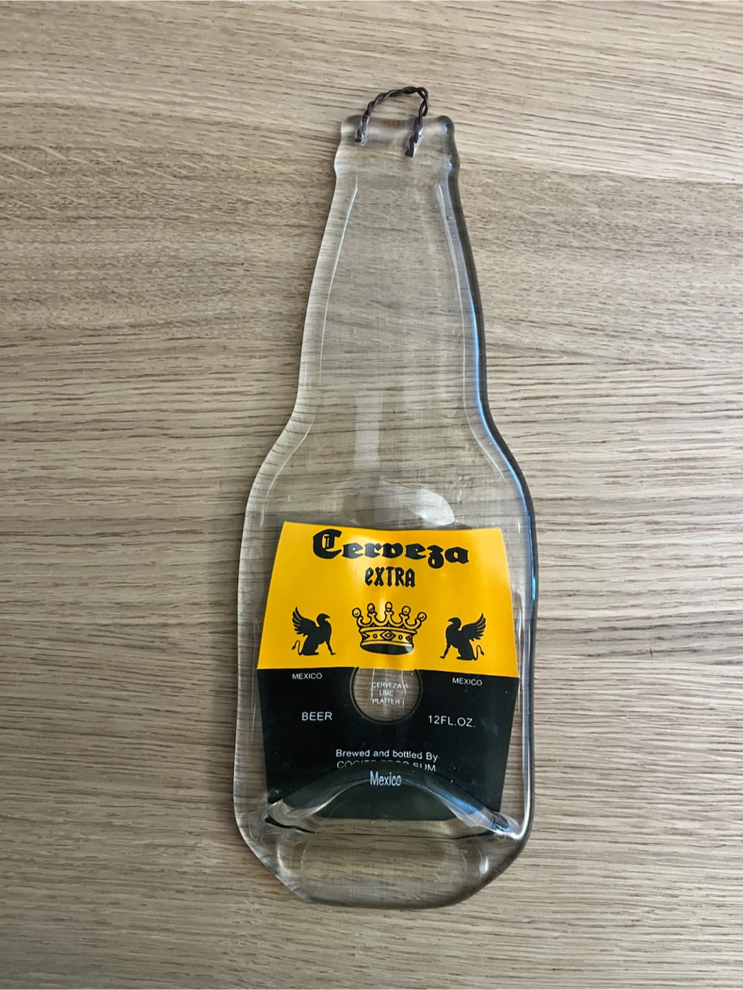 Corona Cerveza Extra Beer Bottle Shaped Glass Wall Decor