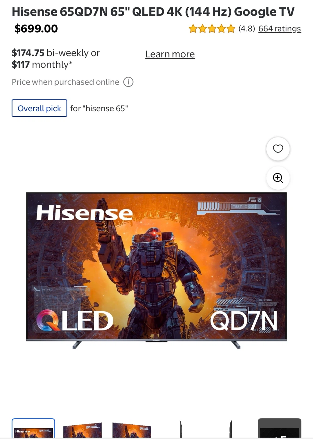 65 inch Hisense Google TV - Smart TV 4K FFM - photo 4