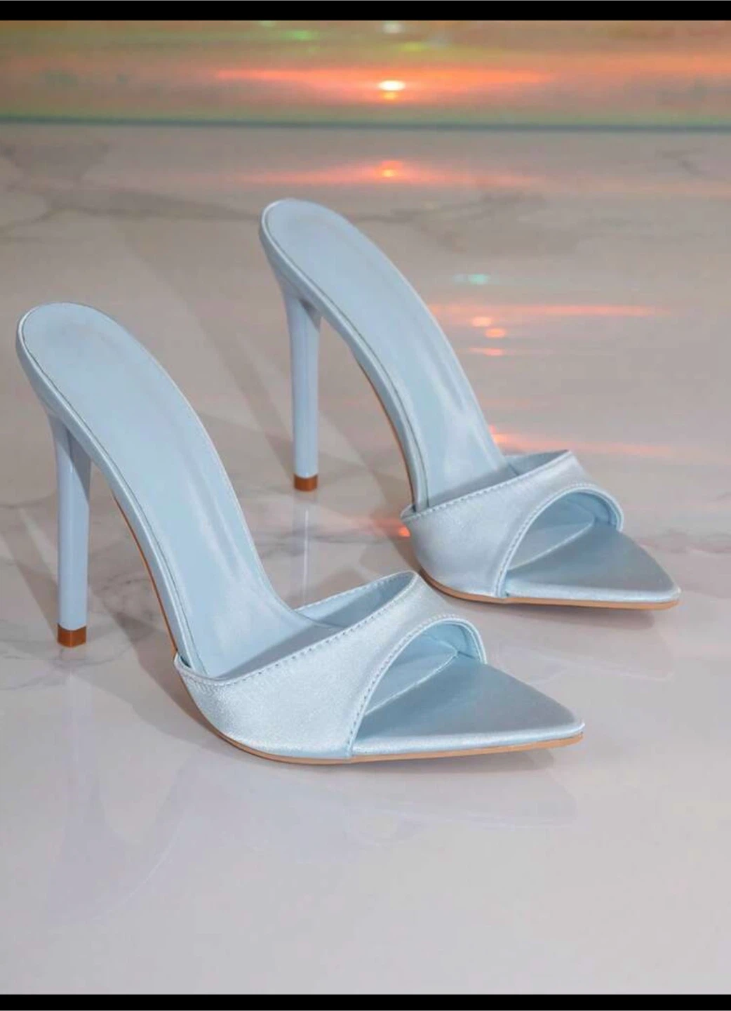 Women's Light Blue Satin Stiletto - photo 2