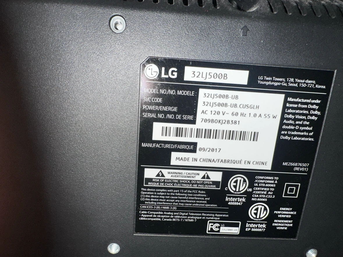 LG 32LJ500B 32" TV