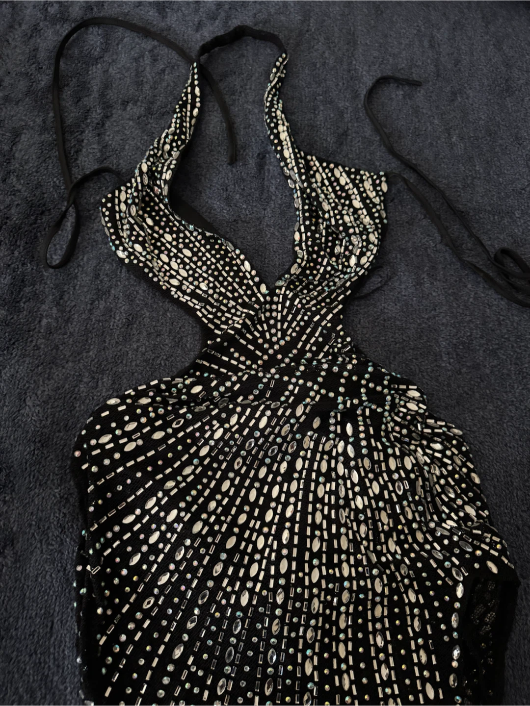 Sequin Mesh Halter Dress with High Side Split - photo 3