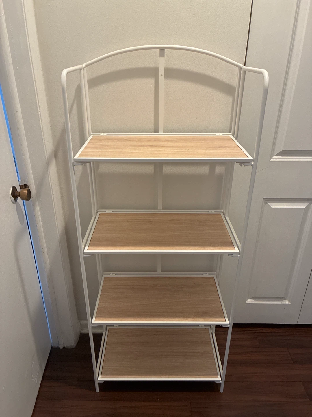 Foldable White Metal 4-Tier Shelf Unit