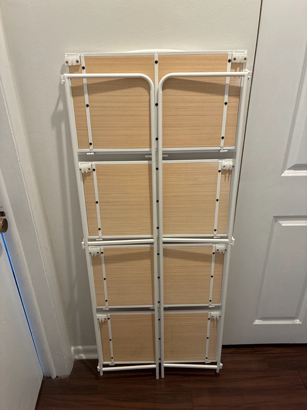 Foldable White Metal 4-Tier Shelf Unit - photo 2