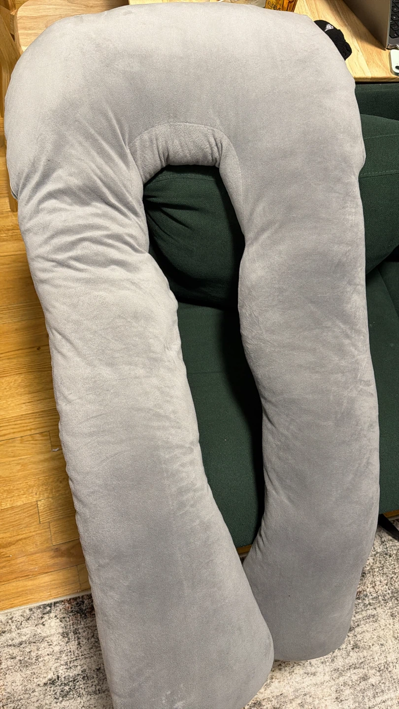 Gray U-Shaped Pregnancy Pillow