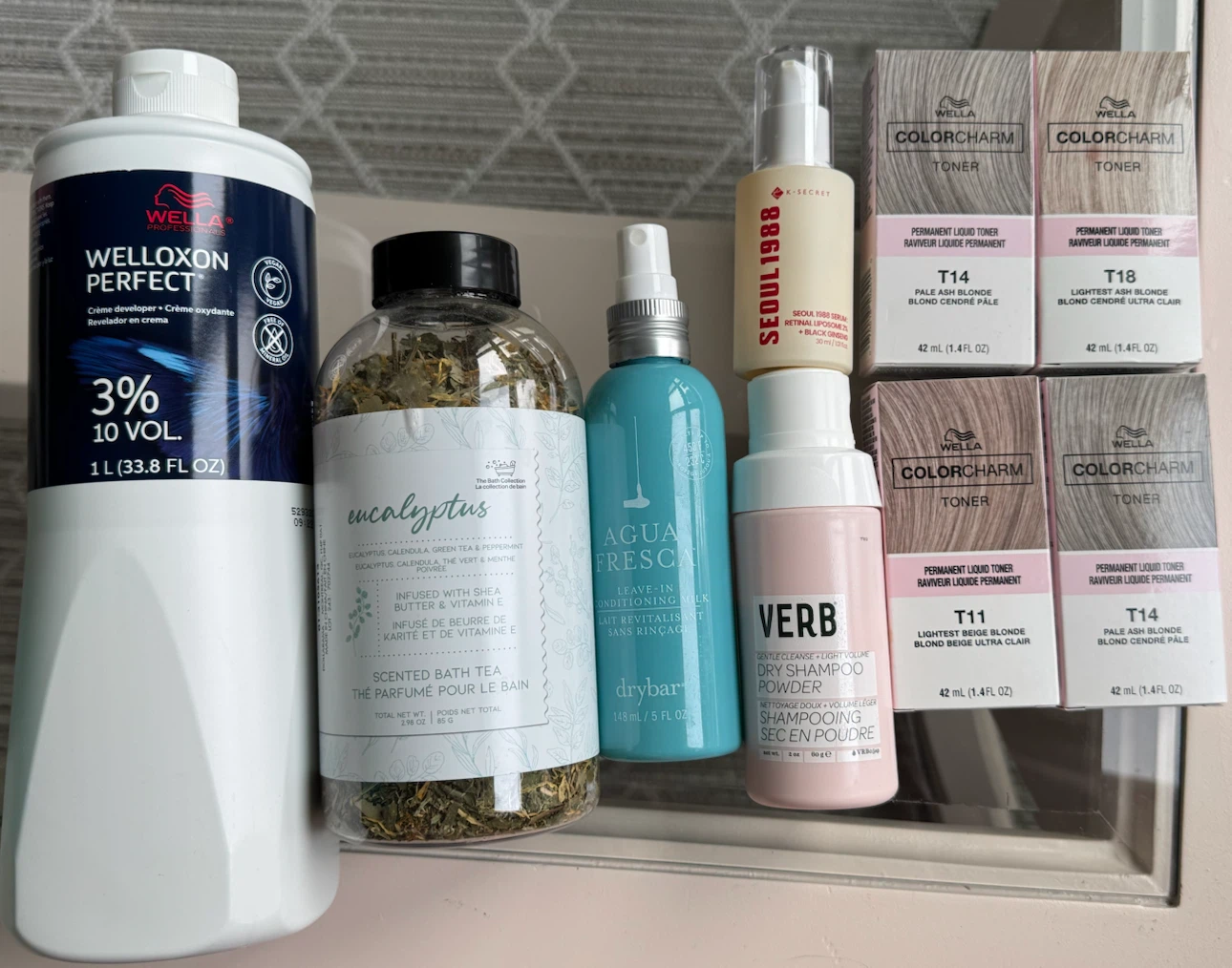 Wella Perfect, Verb Dry Shampoo, and Wella Color Charm Toners