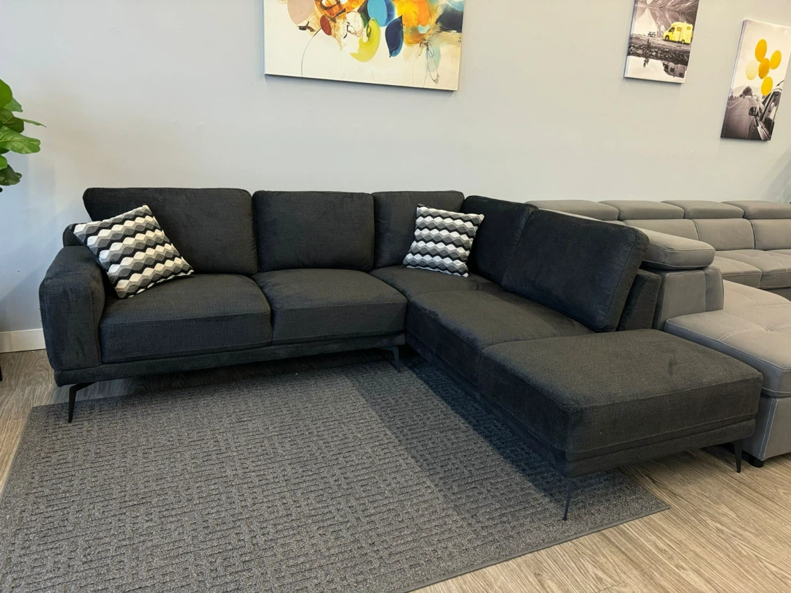 Dark Grey Sectional Sofa with Chaise