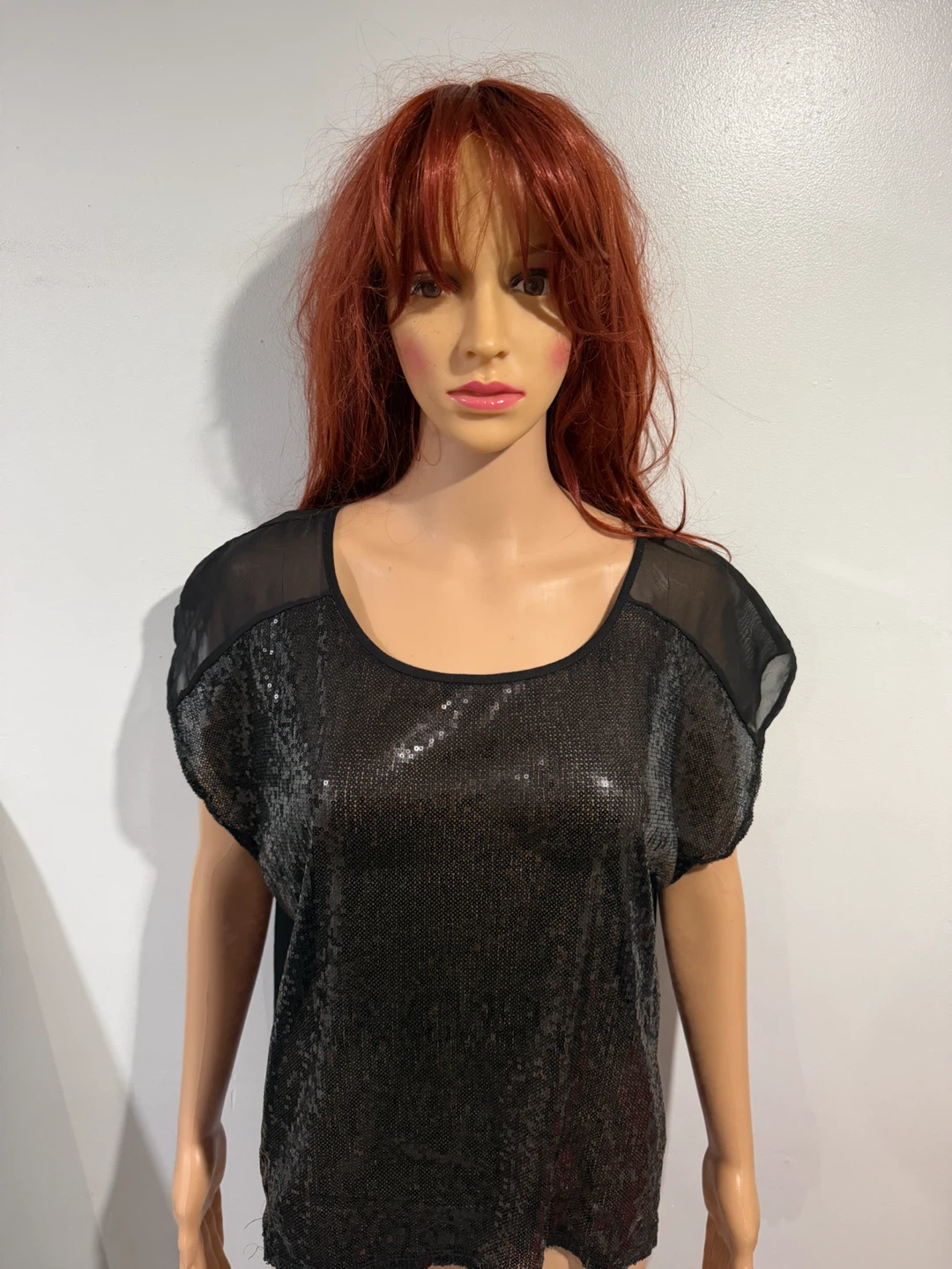 Almost Famous Black Sequin Top XL
