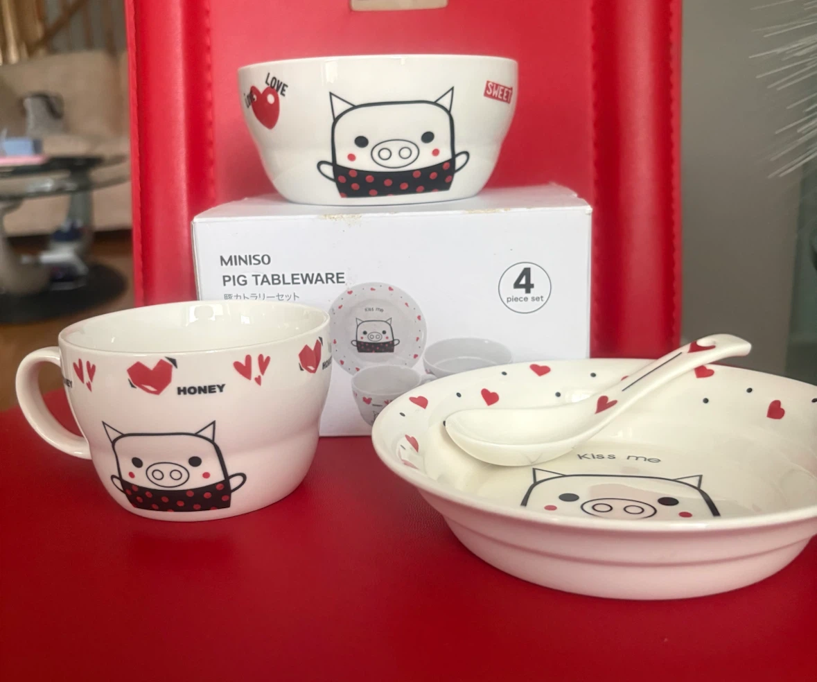 MINISO Pig Tableware 4 Piece Set