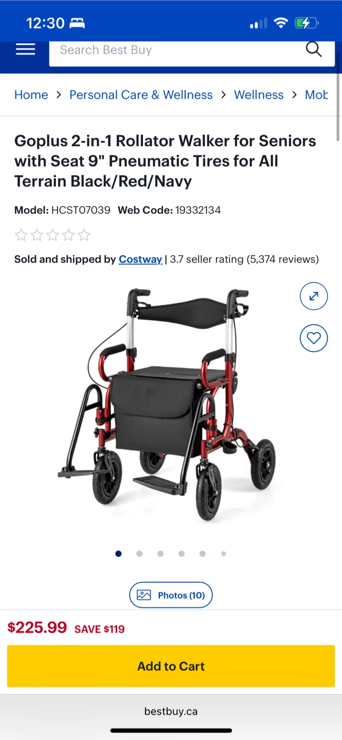 Goplus 2-in-1 Rollator Walker for Seniors