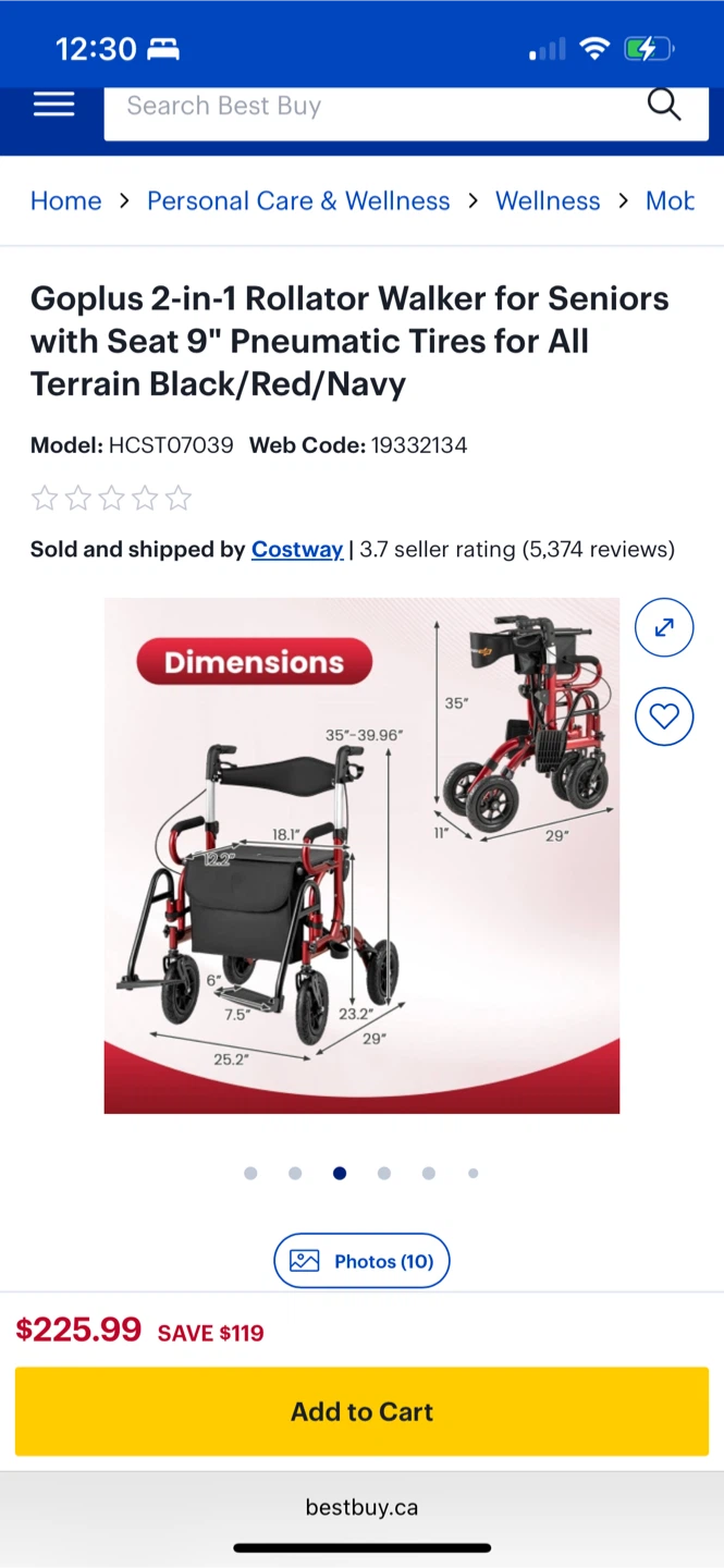 Goplus 2-in-1 Rollator Walker for Seniors - photo 2