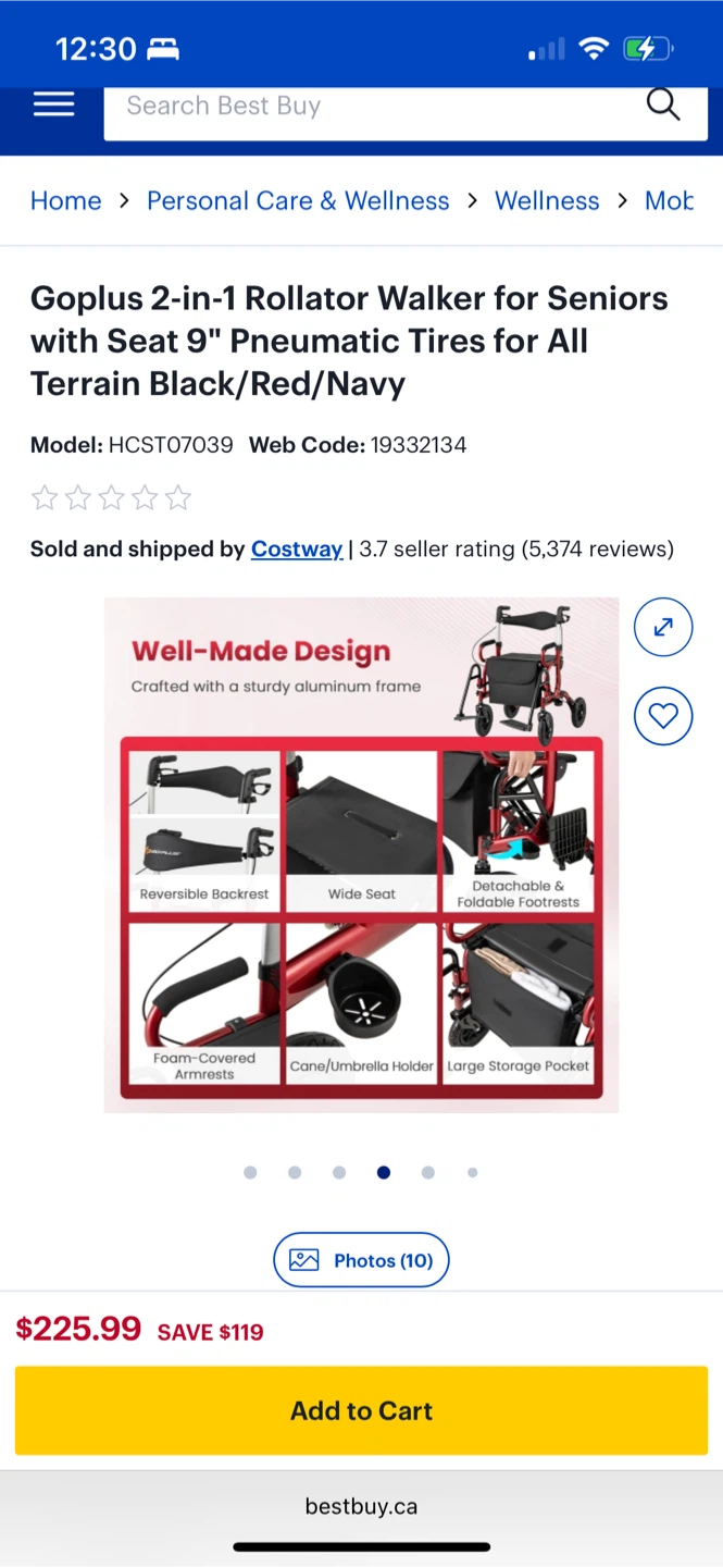 Goplus 2-in-1 Rollator Walker for Seniors - photo 5