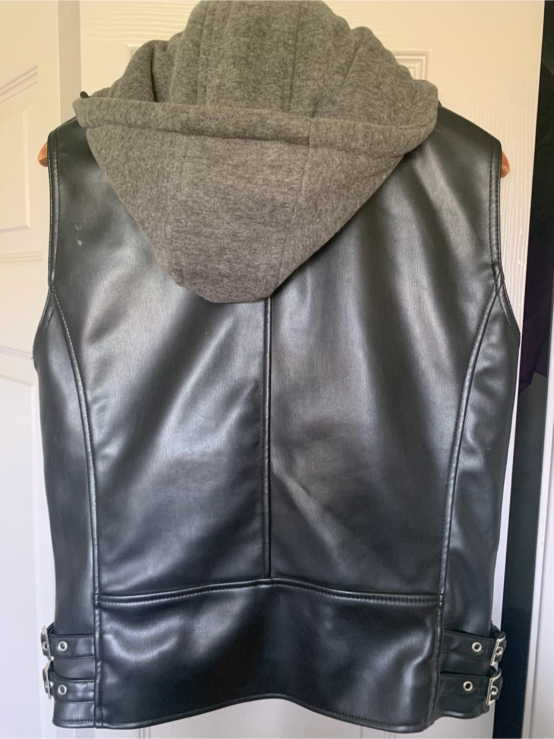 Zara Faux Leather Vest with Removable Hood