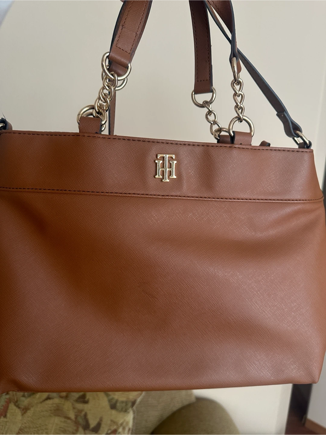 Tommy Hilfiger Brown Faux Leather Tote Bag