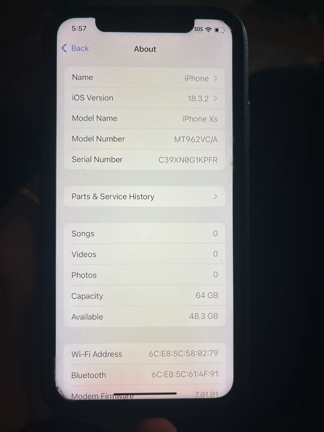 Apple iPhone XS - 64GB - Gold with battery health 75%