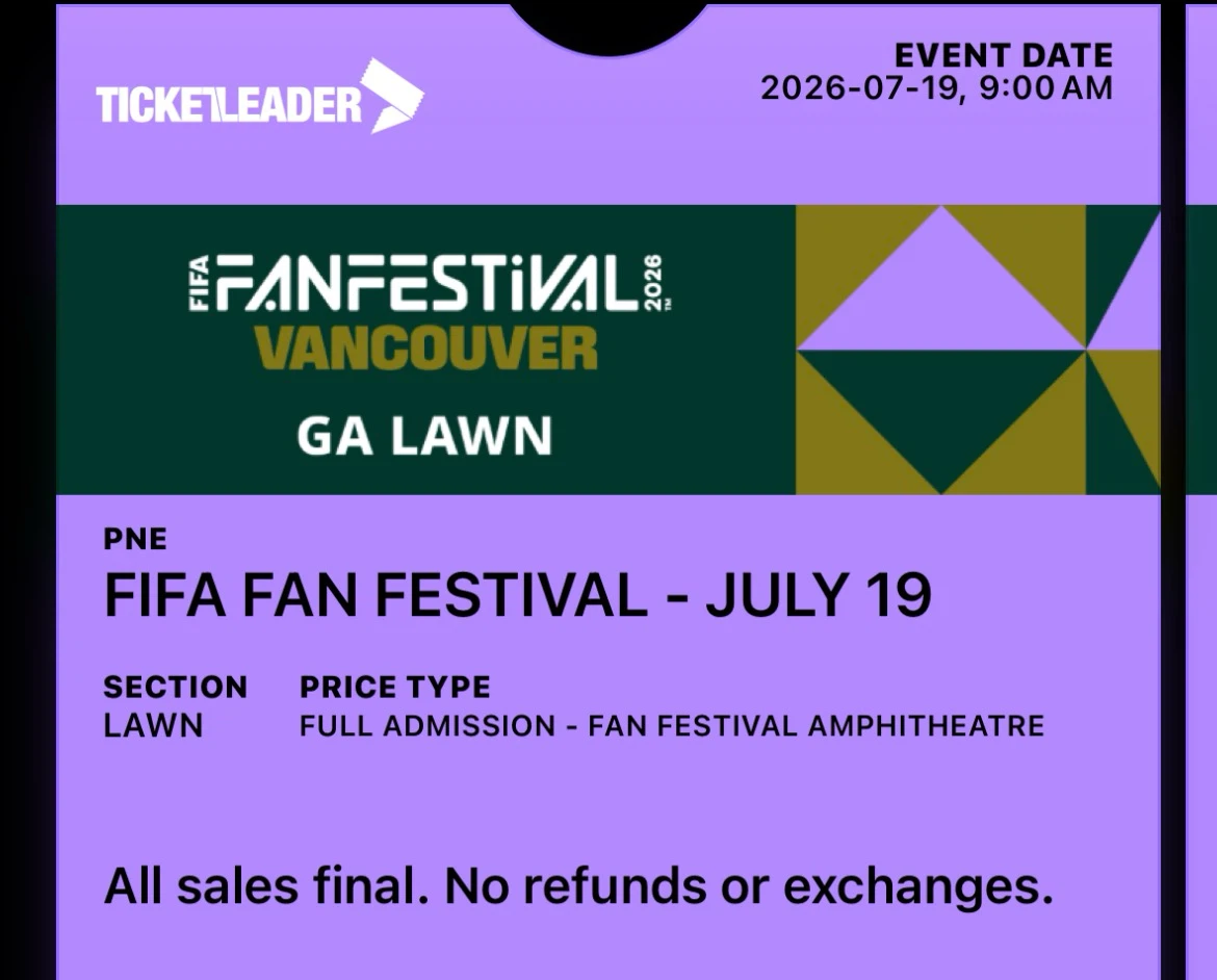 FIFA Fan Festival Vancouver GA Lawn Ticket - July 19, 2026