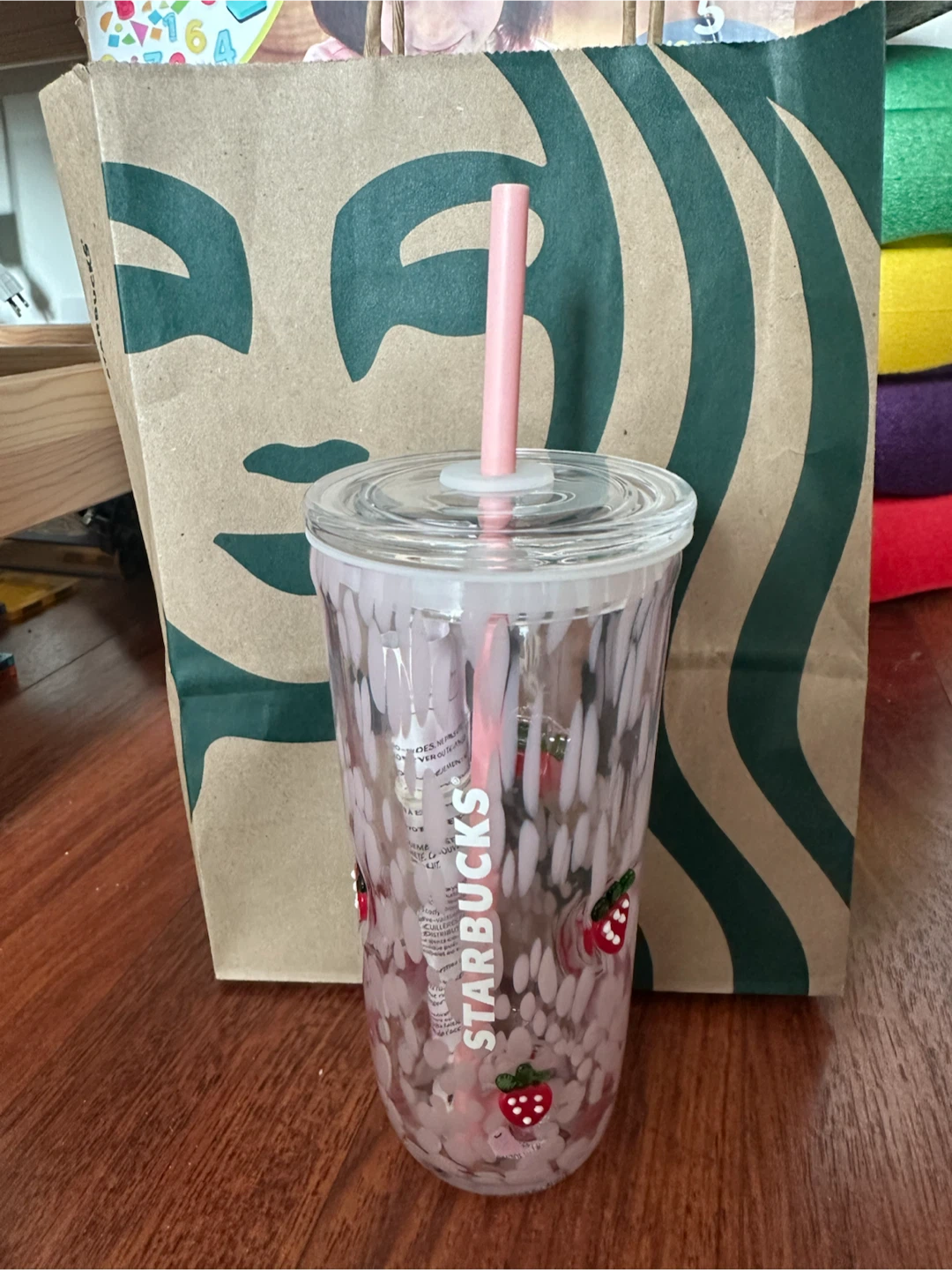 Starbucks strawberry cold cup glass