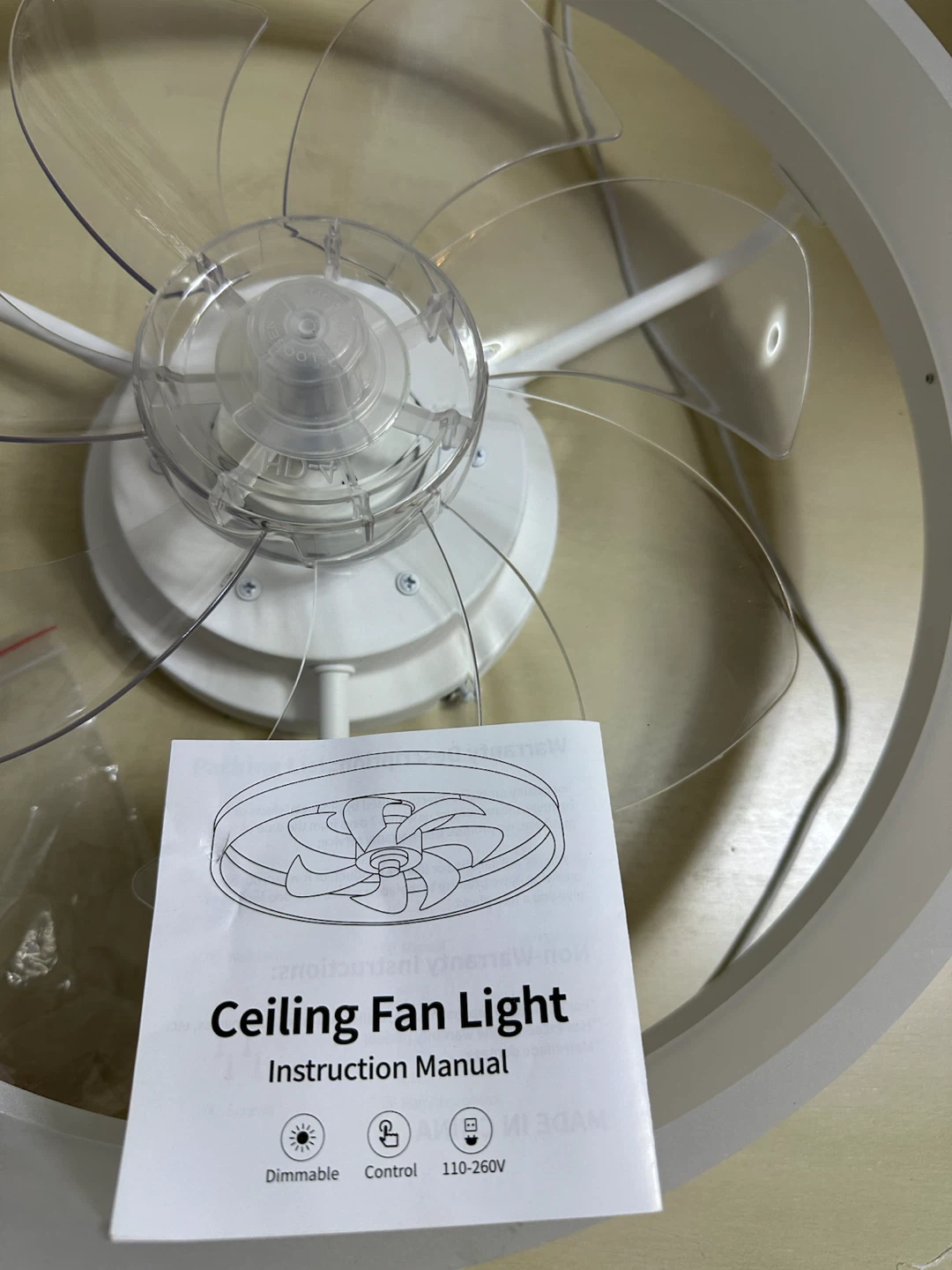 White Ceiling Fan Light with Remote Control - photo 2