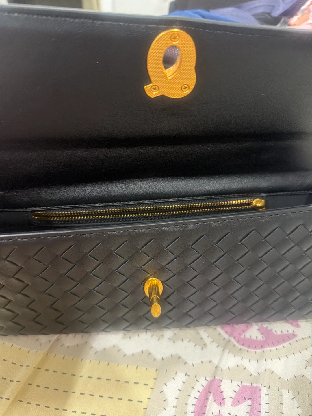 Black Woven Clutch with Gold Hardware - photo 2