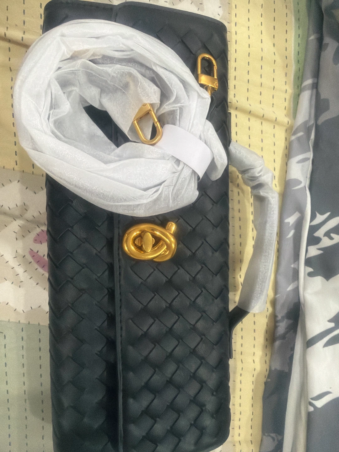 Black Woven Clutch with Gold Hardware - photo 3