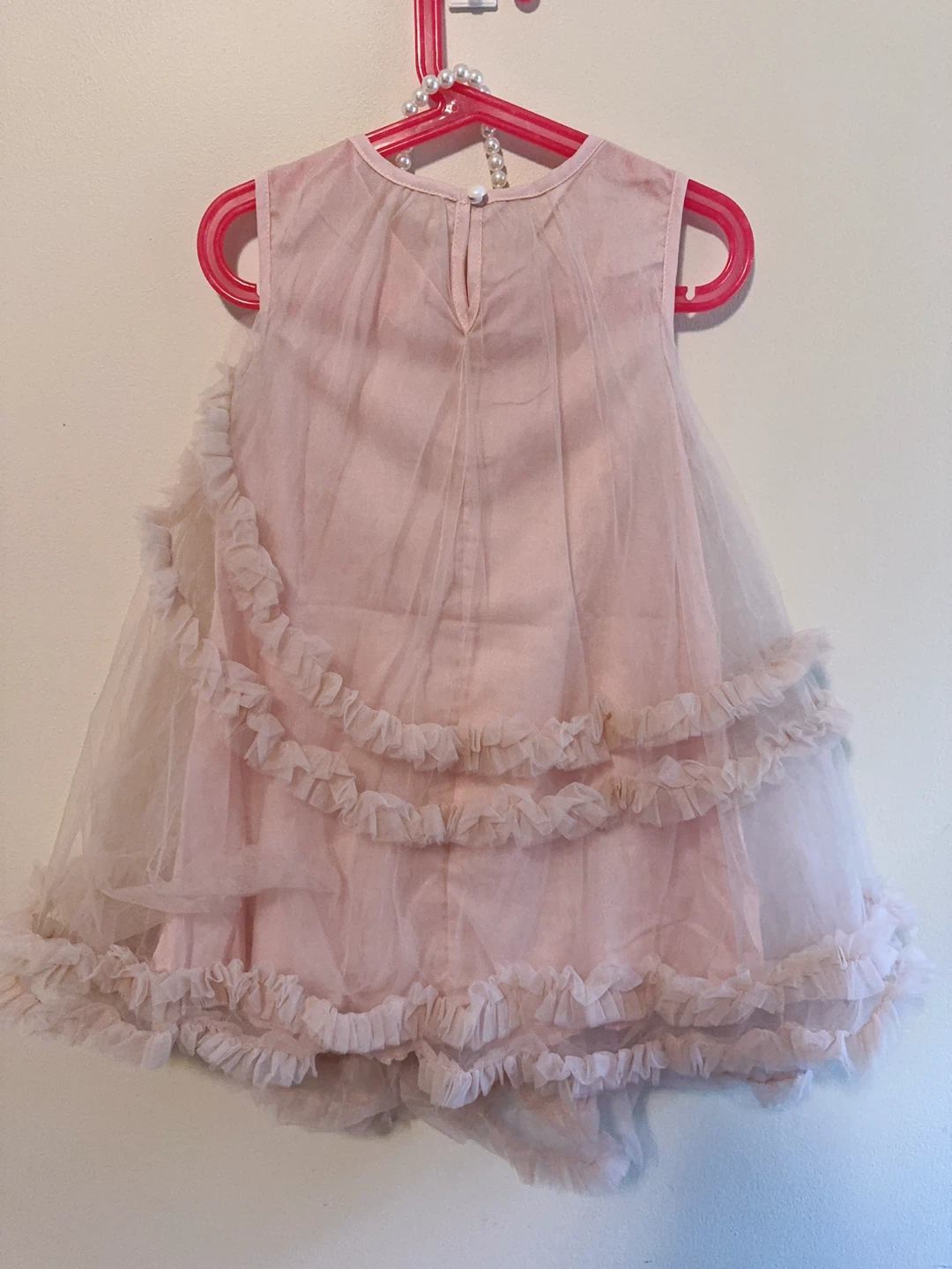 Pink Tulle Party Dress with Pearls necklace 5-6T - photo 2