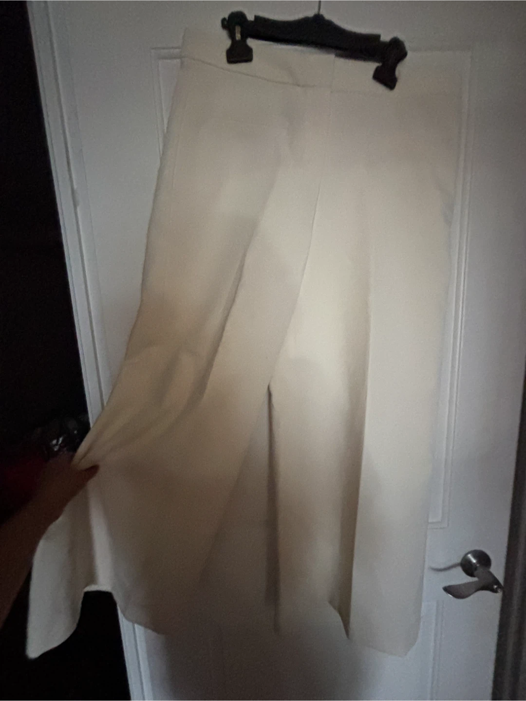 Mango Cream Wide Leg Trousers, size 10