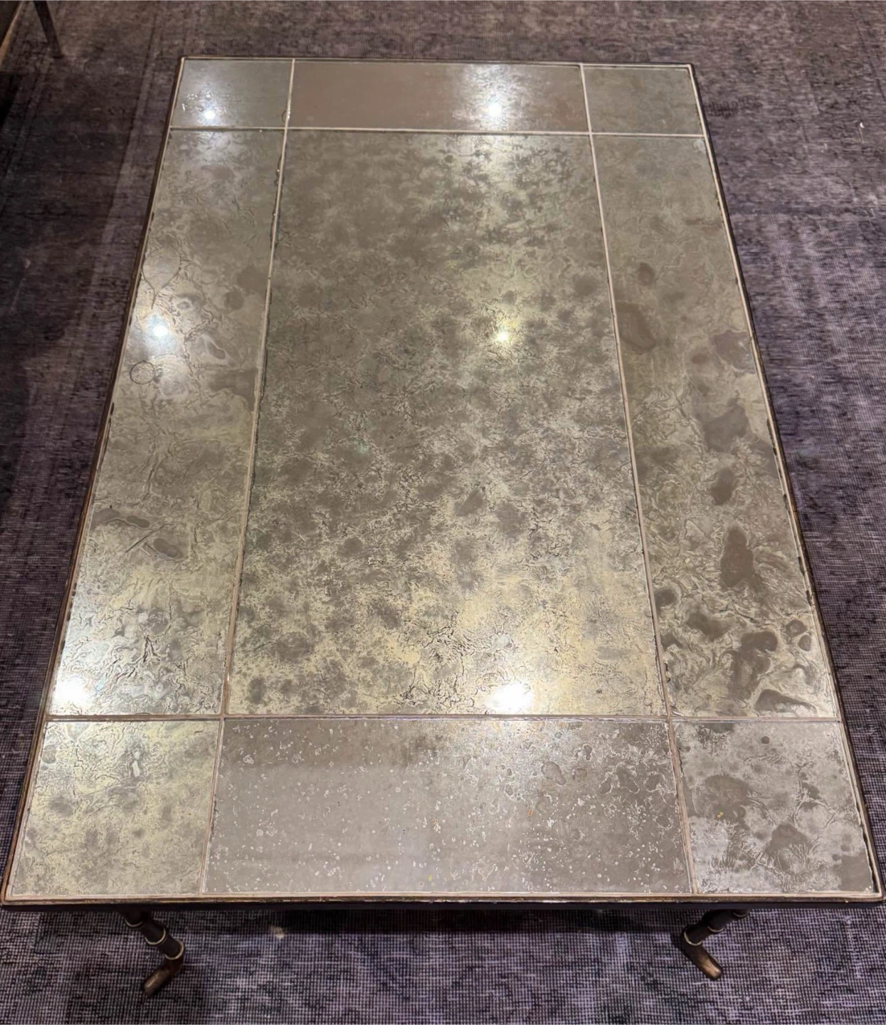 Antique Brass Coffee Table with Mirrored Top - photo 2