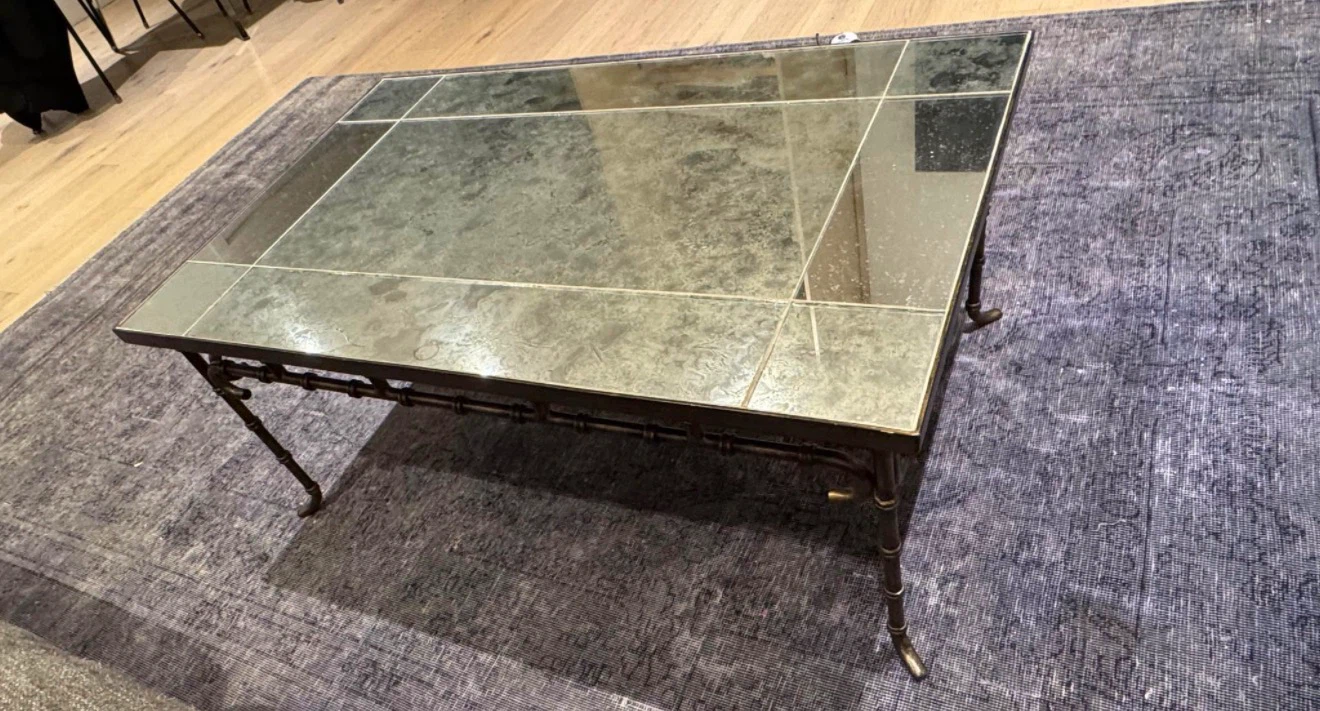 Antique Brass Coffee Table with Mirrored Top - photo 4