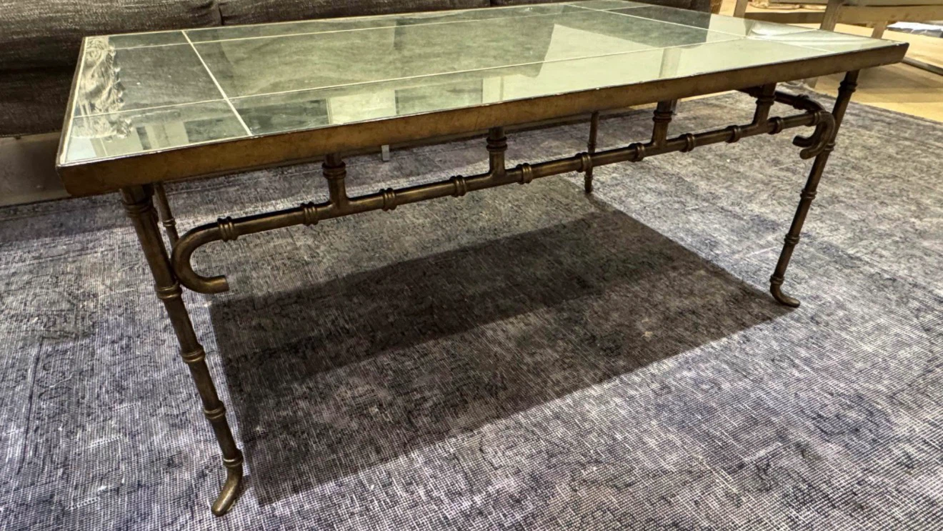 Antique Brass Coffee Table with Mirrored Top - photo 5