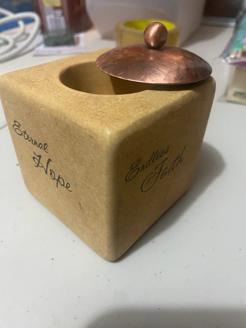 Decorative tea light candle holder Cube with Copper Lid