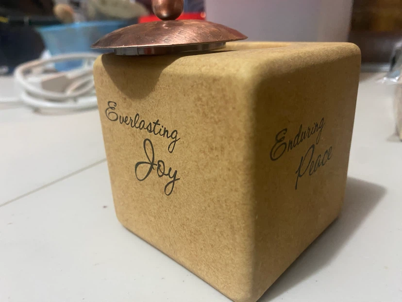 Decorative tea light candle holder Cube with Copper Lid - photo 2