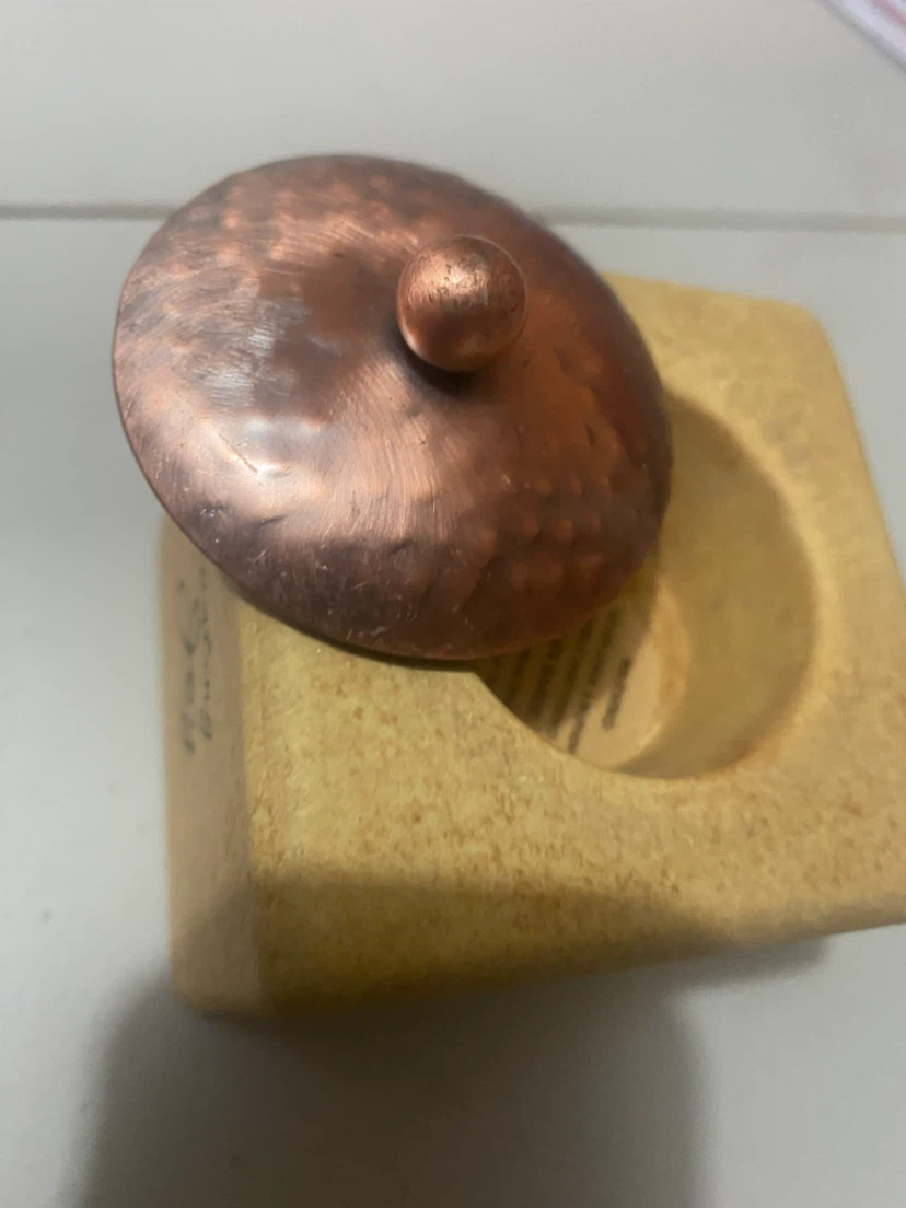 Decorative tea light candle holder Cube with Copper Lid - photo 3