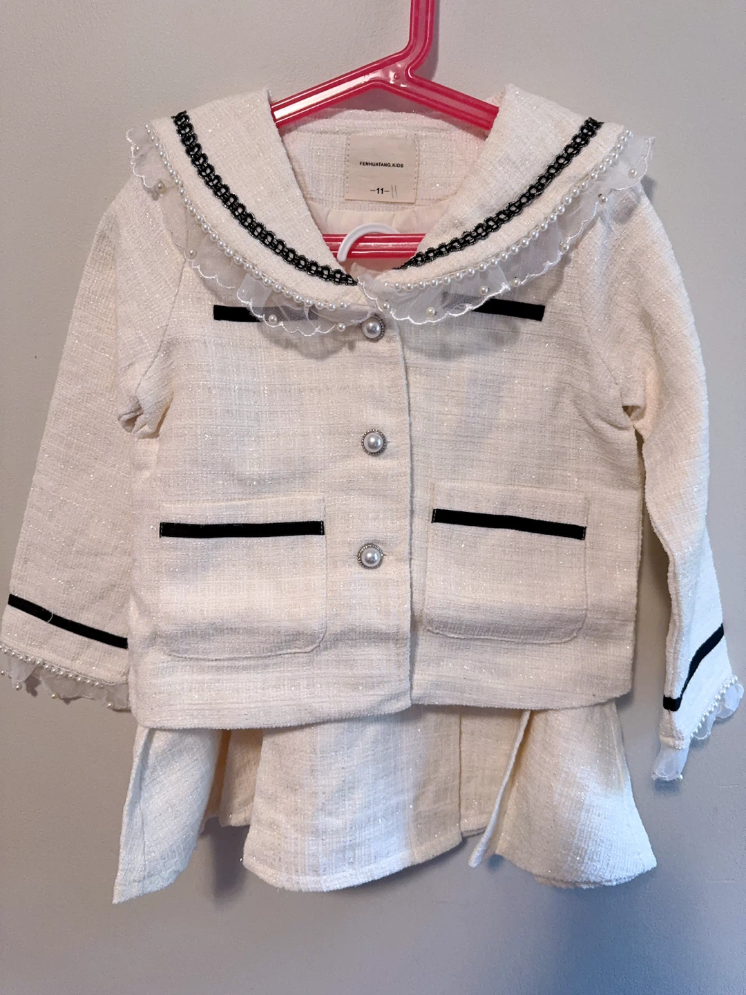 White Tweed Jacket and Skirt Set 6-7T