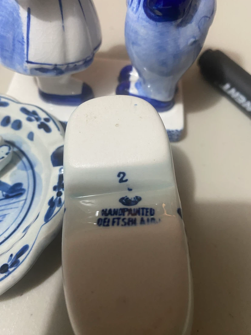 Delft Blue Handpainted Ceramic Dutch Figurines and Decor Set - photo 2