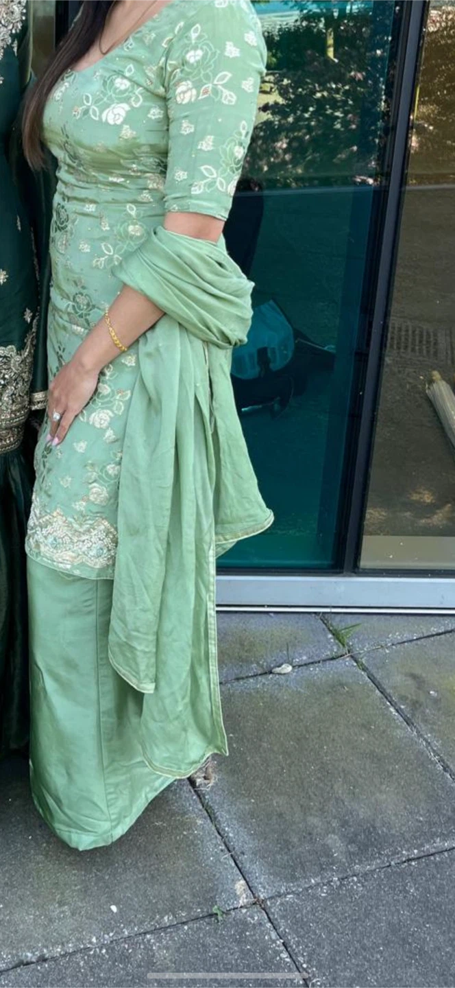 Women's Green Embroidered Salwar Kameez with Dupatta