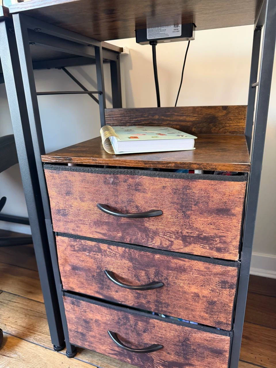 Rustic Wood Desk with Built-in Power Outlets and USB Ports - photo 2