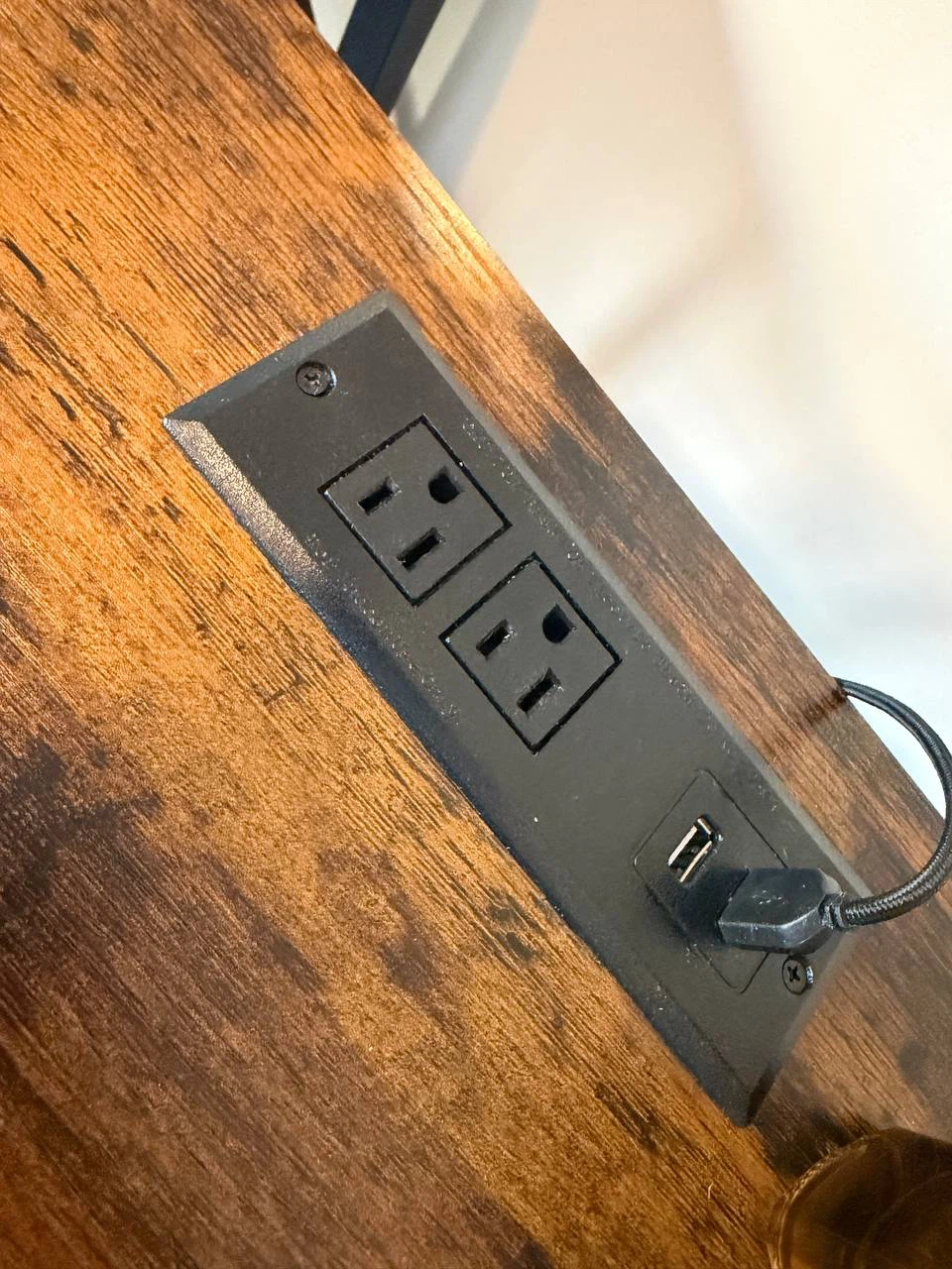 Rustic Wood Desk with Built-in Power Outlets and USB Ports - photo 5