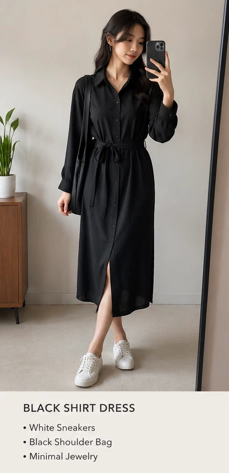 ZARA Black Shirt Dress - Size S
