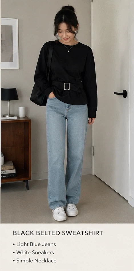 Zara Black Belted Sweatshirt