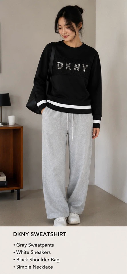 DKNY Black Crewneck Sweatshirt